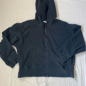 Black Zip-Up Cotton Hoodie